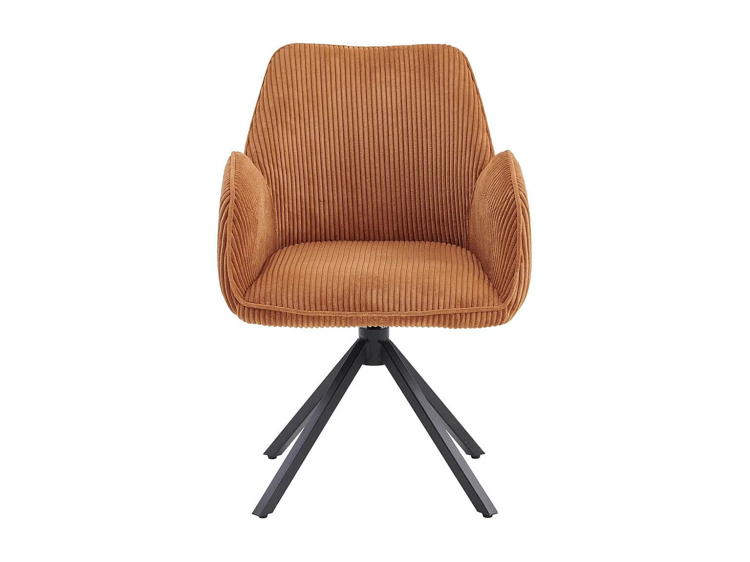 DELIA - Lot de 2 Fauteuils de table Pivotants Tissu Velours Côtelé Terracotta