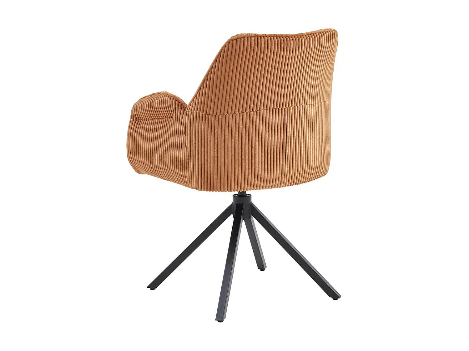 DELIA - Lot de 2 Fauteuils de table Pivotants Tissu Velours Côtelé Terracotta