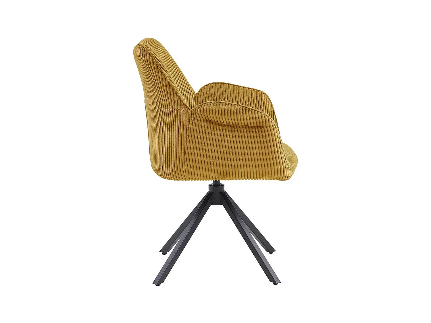 DELIA - Lot de 2 Fauteuils de table Pivotants Tissu Velours Côtelé Jaune