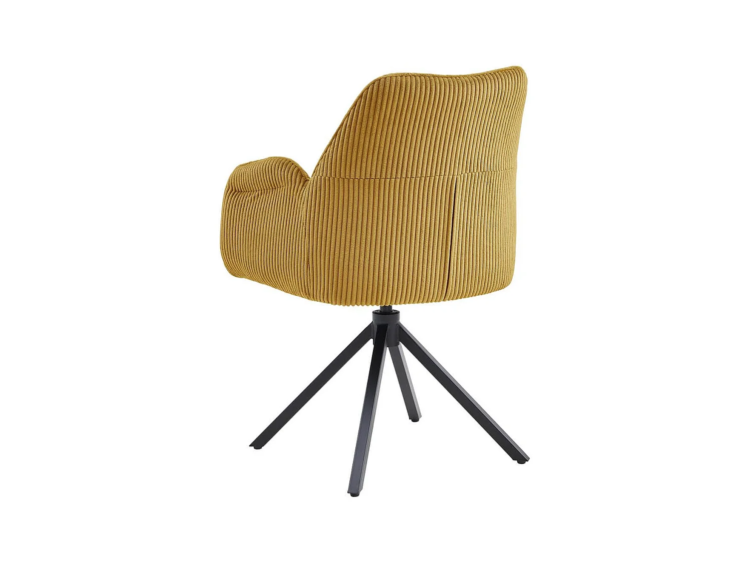 DELIA - Lot de 2 Fauteuils de table Pivotants Tissu Velours Côtelé Jaune