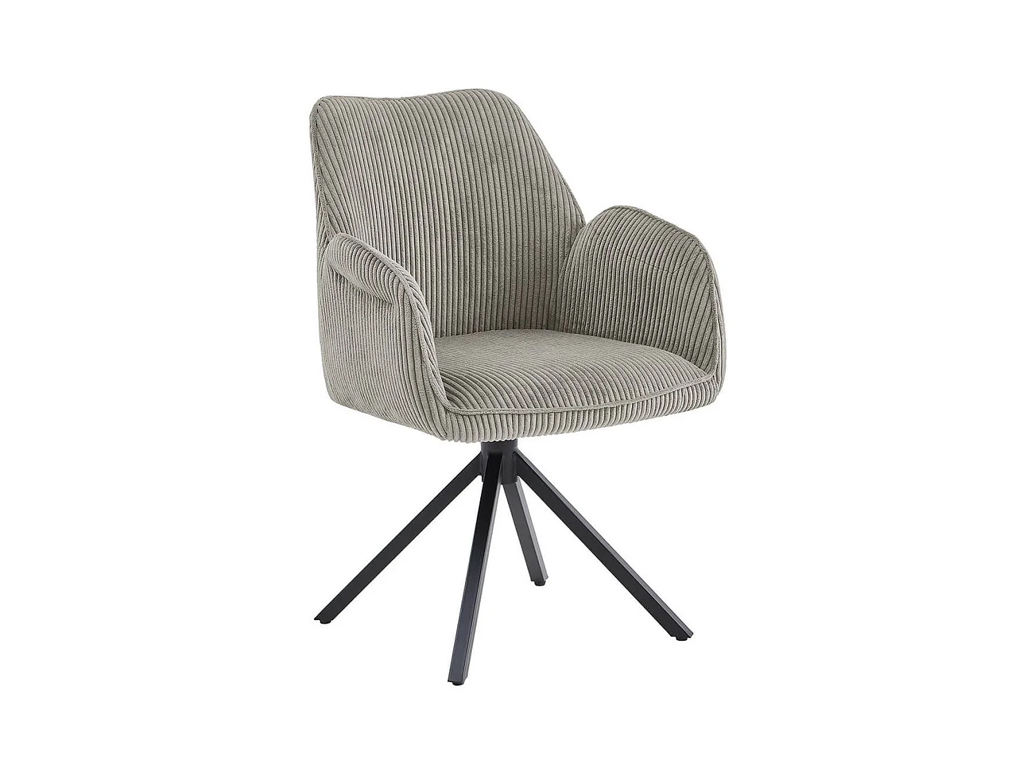 DELIA - Lot de 2 Fauteuils de table Pivotants Tissu Velours Côtelé Beige