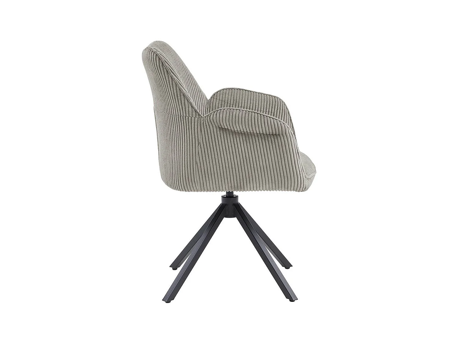 DELIA - Lot de 2 Fauteuils de table Pivotants Tissu Velours Côtelé Beige