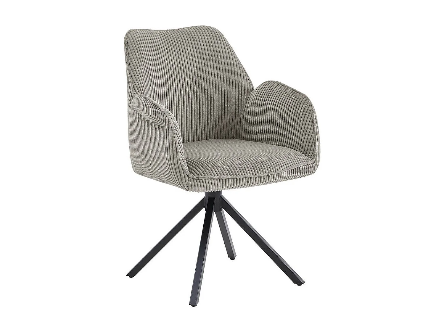 DELIA - Lot de 2 Fauteuils de table Pivotants Tissu Velours Côtelé Beige