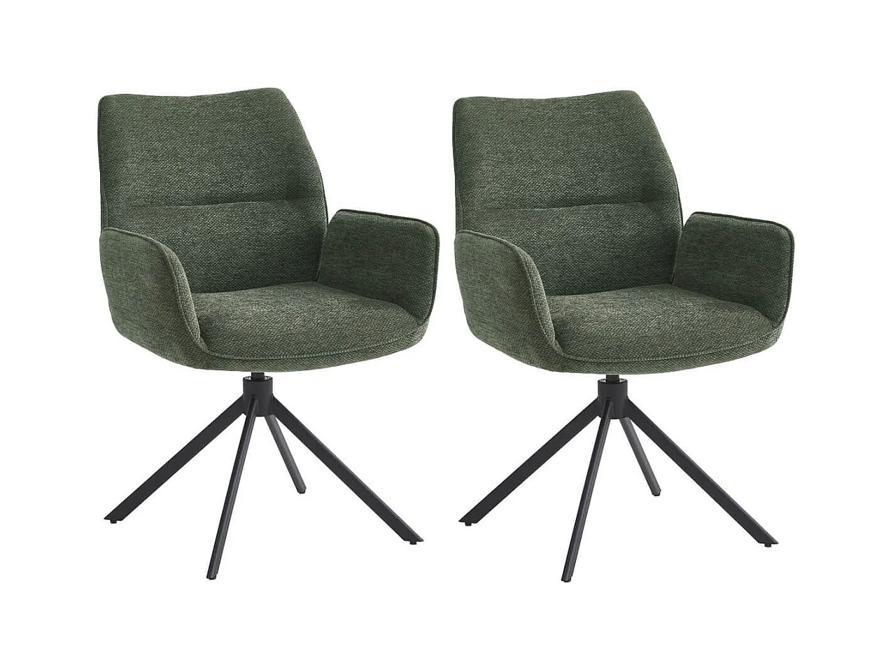 CARLOTTA - Lot de 2 Fauteuils de table Pivotants Tissu Coloris Vert