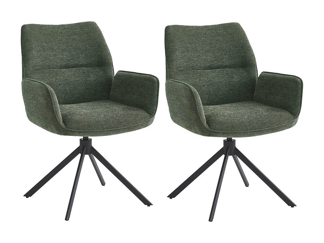 CARLOTTA - Lot de 2 Fauteuils de table Pivotants Tissu Coloris Vert
