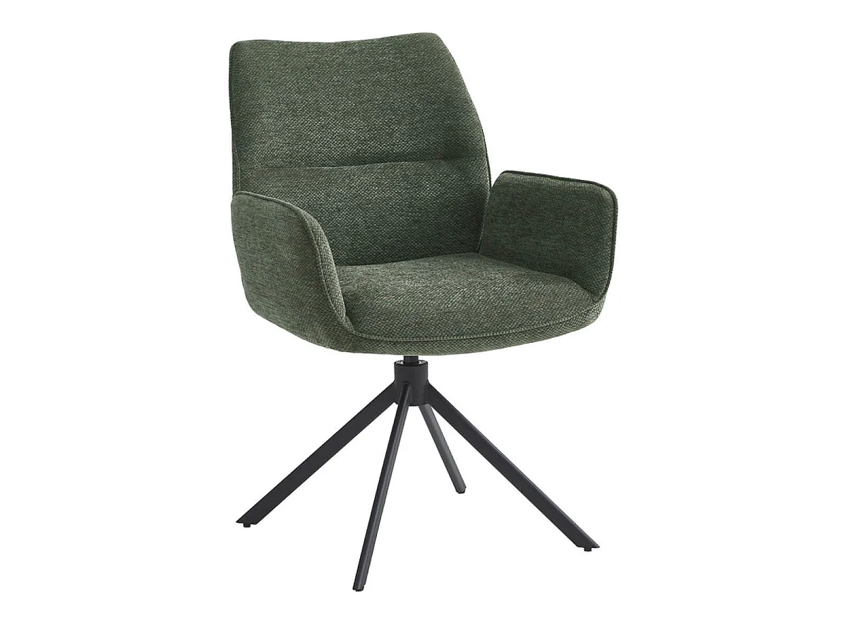 CARLOTTA - Lot de 2 Fauteuils de table Pivotants Tissu Coloris Vert