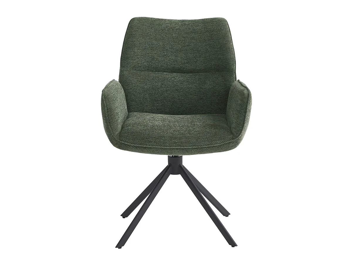 CARLOTTA - Lot de 2 Fauteuils de table Pivotants Tissu Coloris Vert