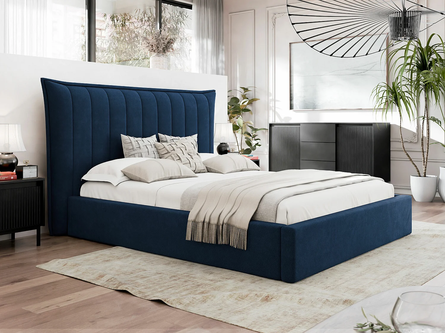 Cama Comfivo 382, Doble, Azul, 180x200, Tapiz, Somieres, 230x224x122cm