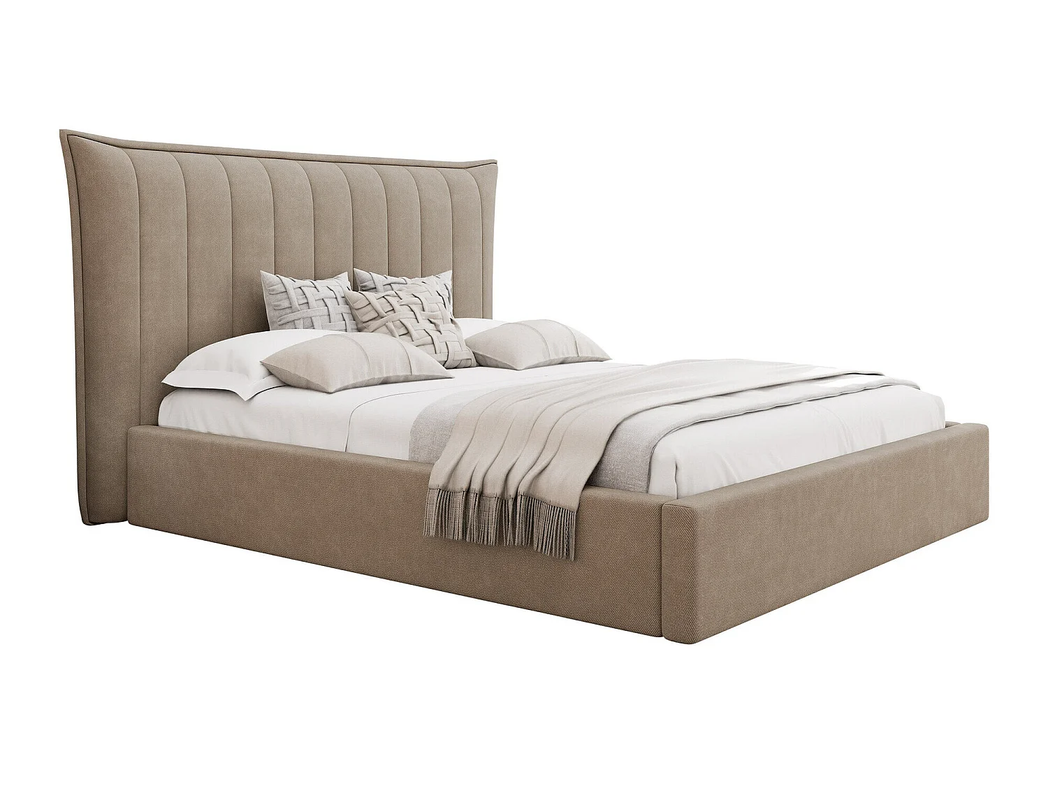 Cama Comfivo Solacium, Doble, De color marrón claro, Tapiz, Somieres