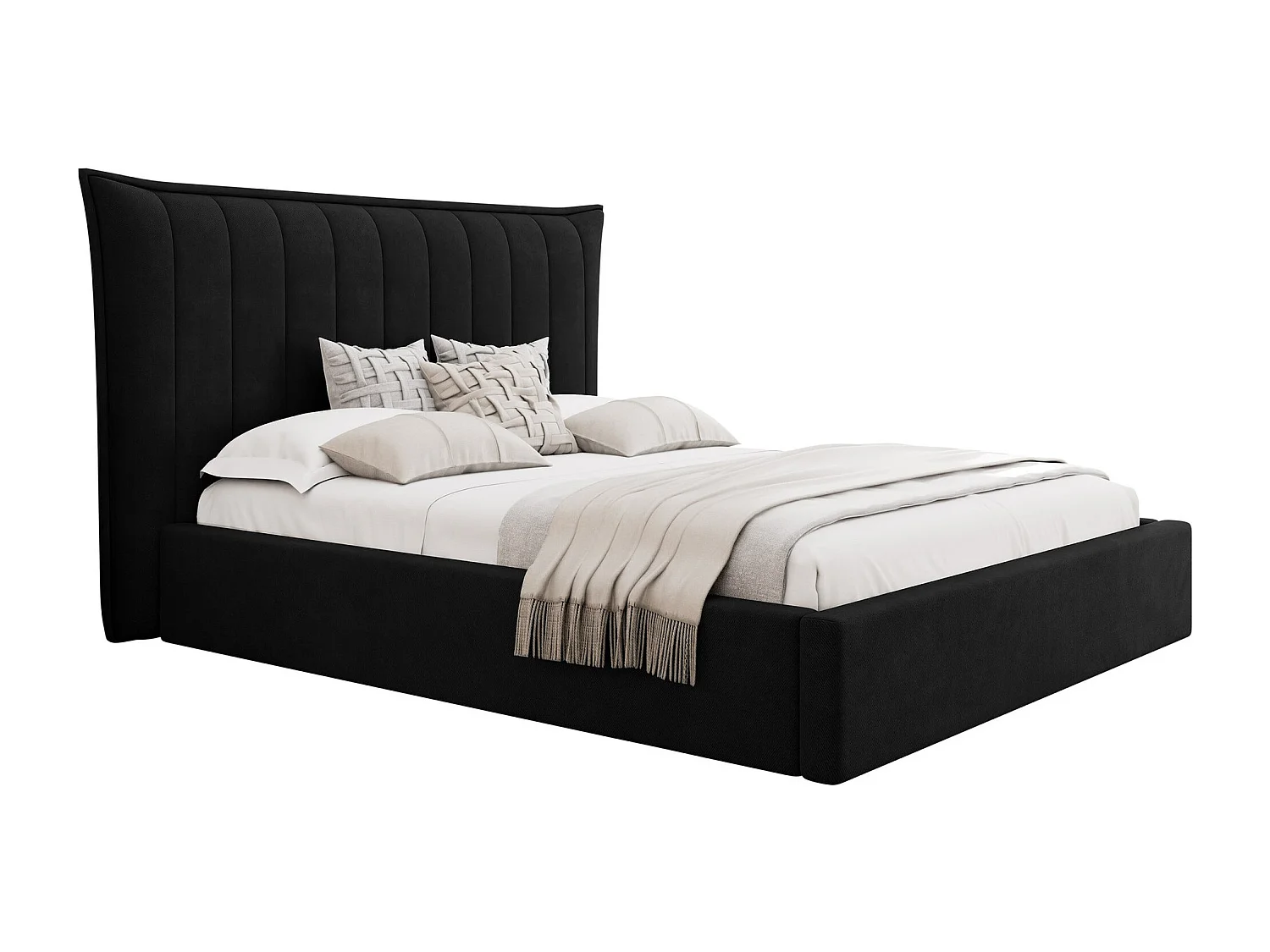 Lit Comfivo 382, Double, Noir, 180x200, Tissu, Disponible, 230x224x122cm