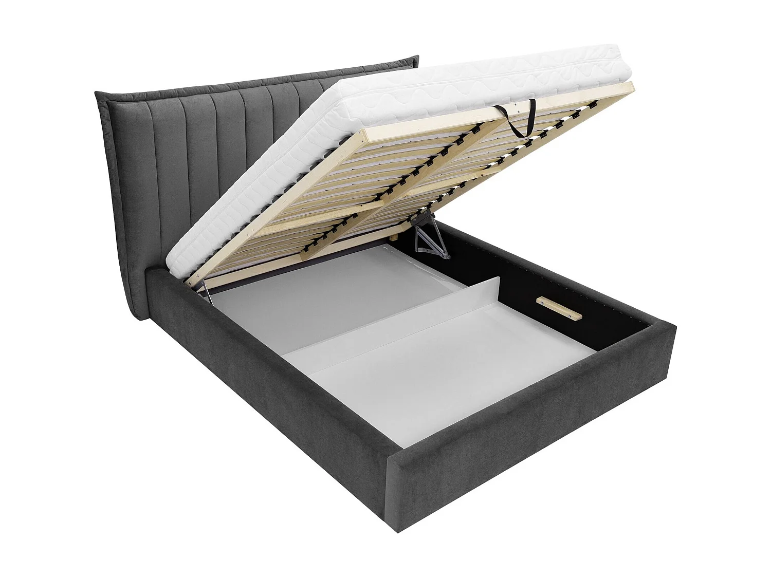 Lit Comfivo 382, Double, Noir, 180x200, Tissu, Disponible, 230x224x122cm