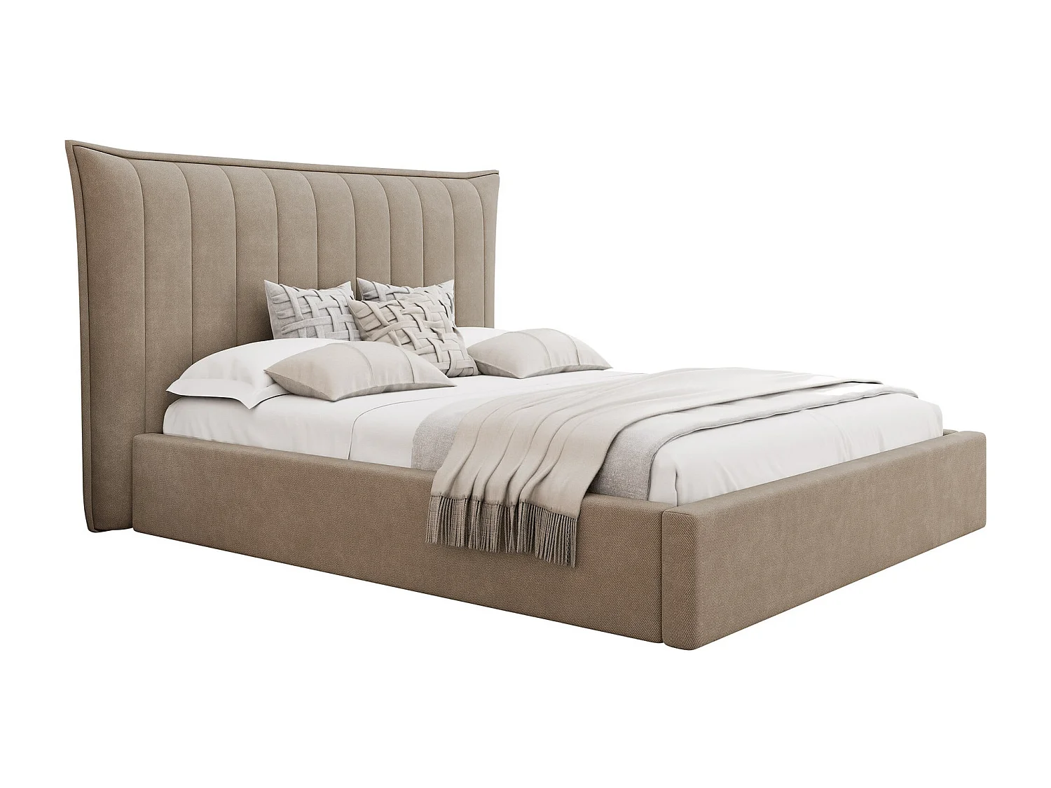 Cama Comfivo 382, Doble, De color marrón claro, 140x200, Tapiz, Somieres, 190x224x122cm