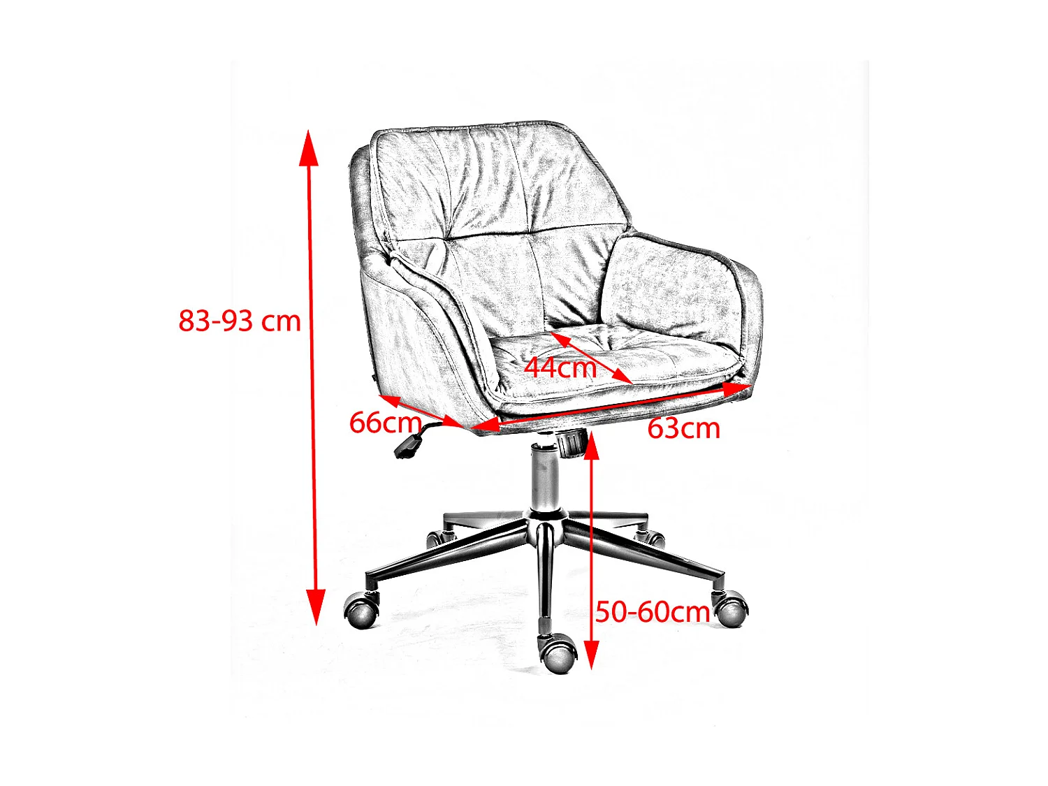 Chaise - Gris Velours - 66 x 63 cm - TERRY