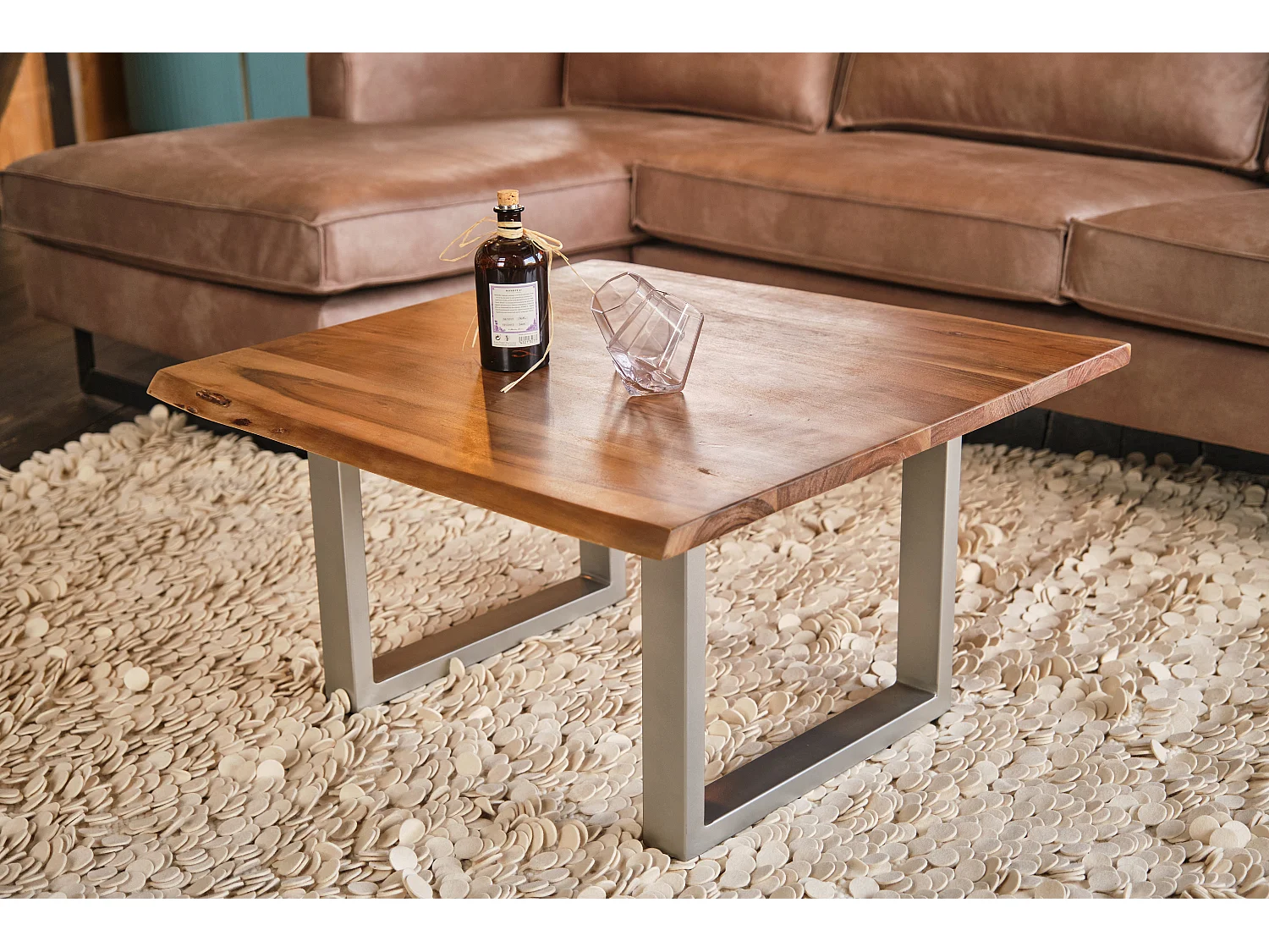 Couchtisch - Holz Akazie - 80 x 80 cm - LORE