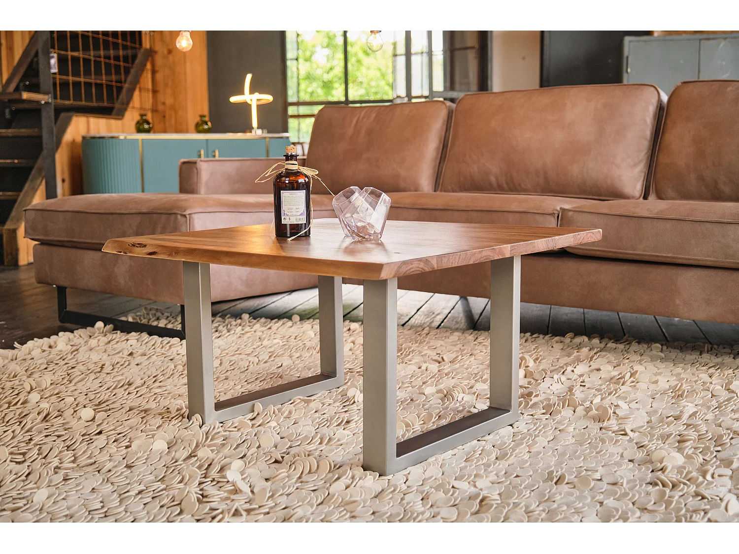 Couchtisch - Holz Akazie - 80 x 80 cm - LORE