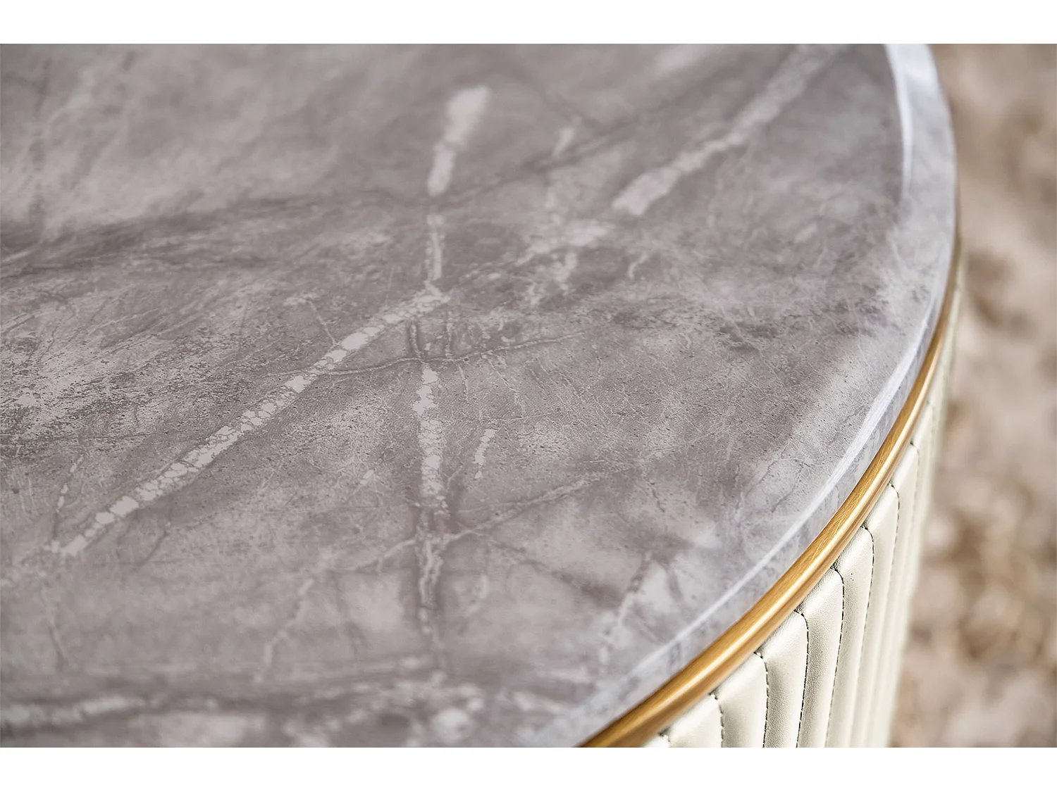 Tavolino - bianco finta pelle - 70 x 130 cm - MARIA