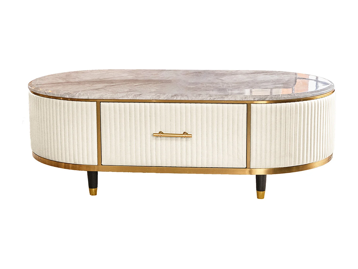 Table - blanc similicuir - 70 x 130 cm - MARIA