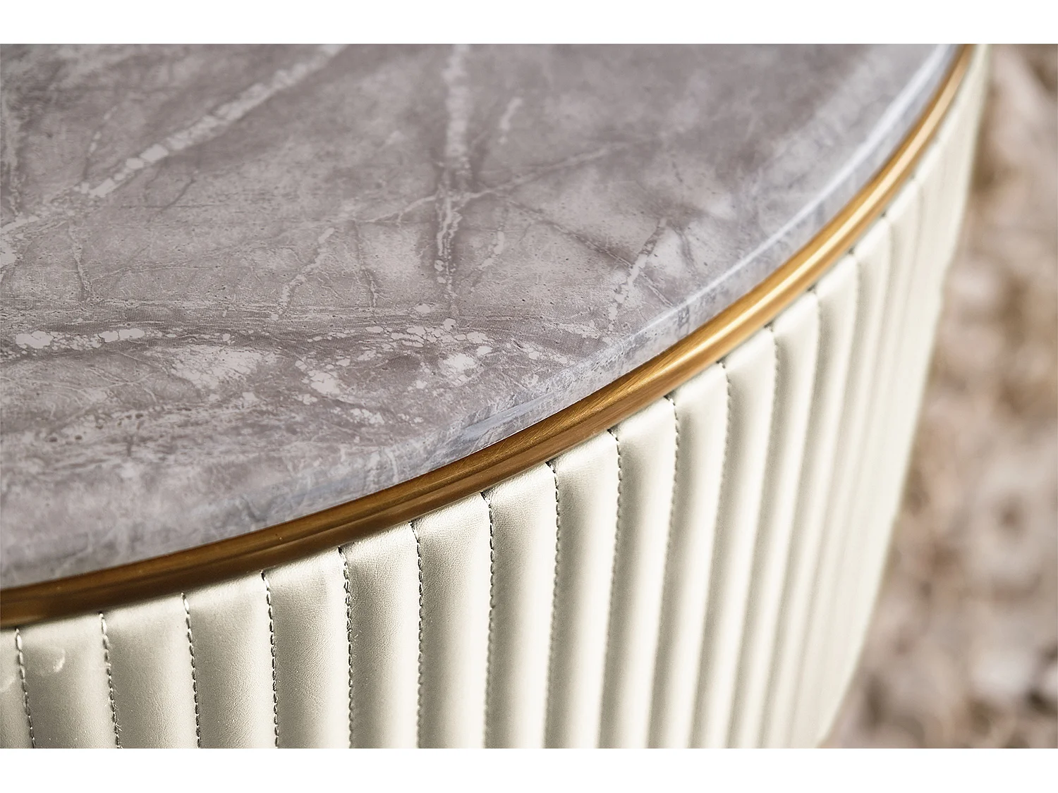 Table - blanc similicuir - 70 x 130 cm - MARIA