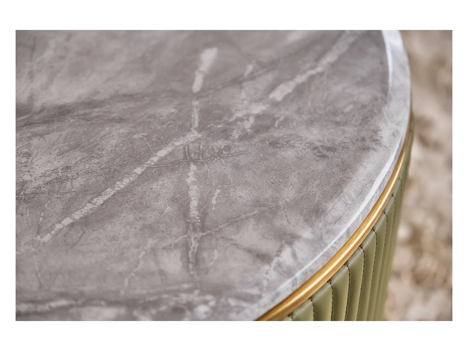 Couchtisch - Grün Kunstleder - 70 x 130 cm - MARIA