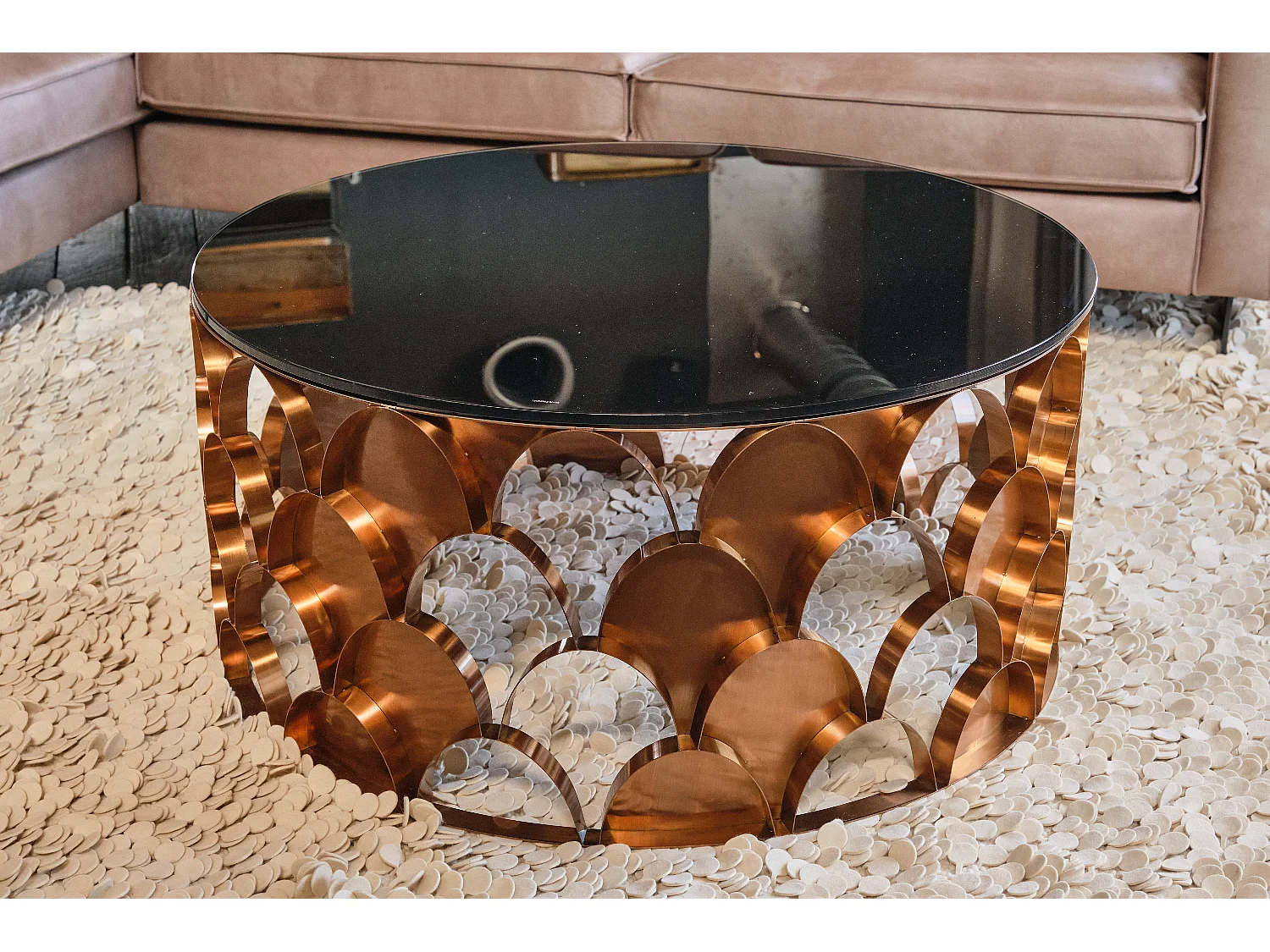 Couchtisch - Rosé Glas - 100 x 100 cm - MEDINA