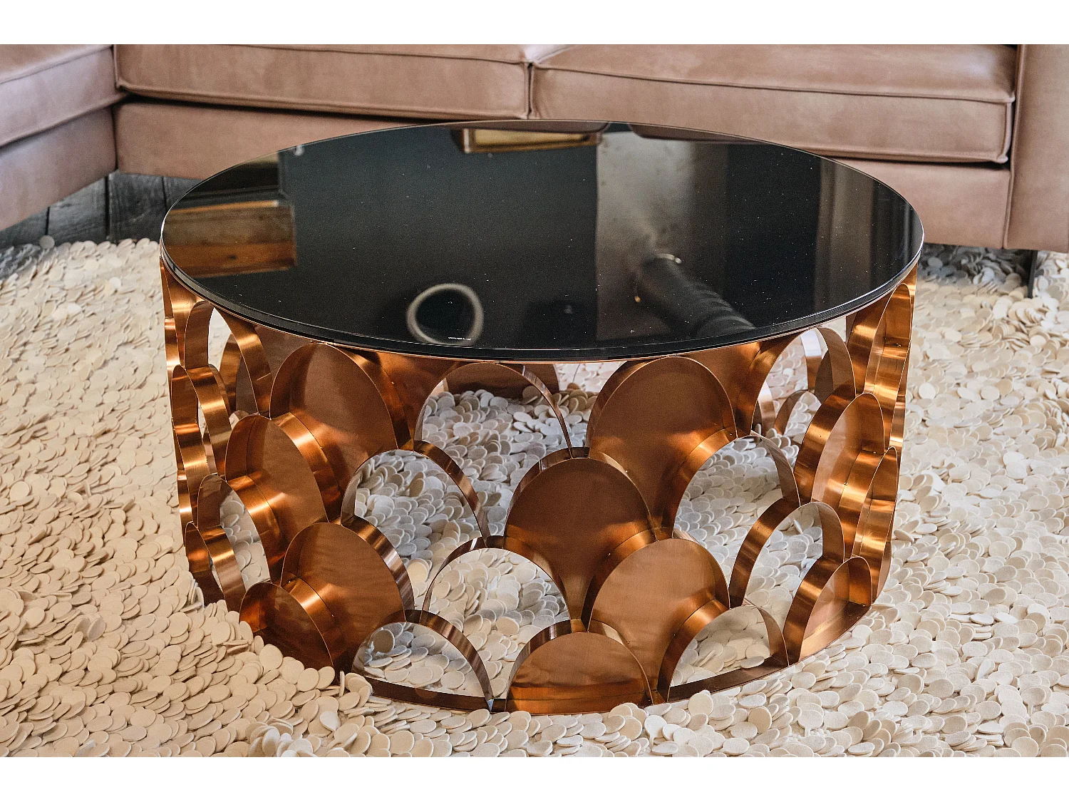 Couchtisch - Rosé Glas - 100 x 100 cm - MEDINA