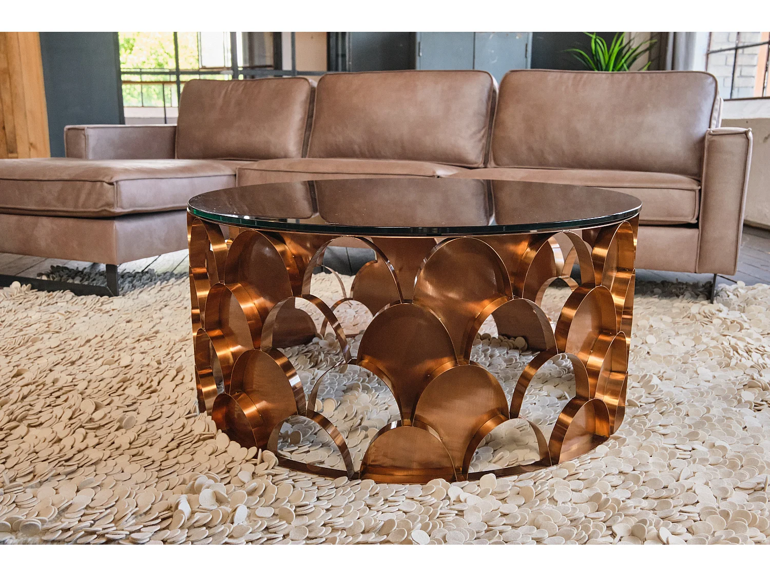 Couchtisch - Rosé Glas - 100 x 100 cm - MEDINA