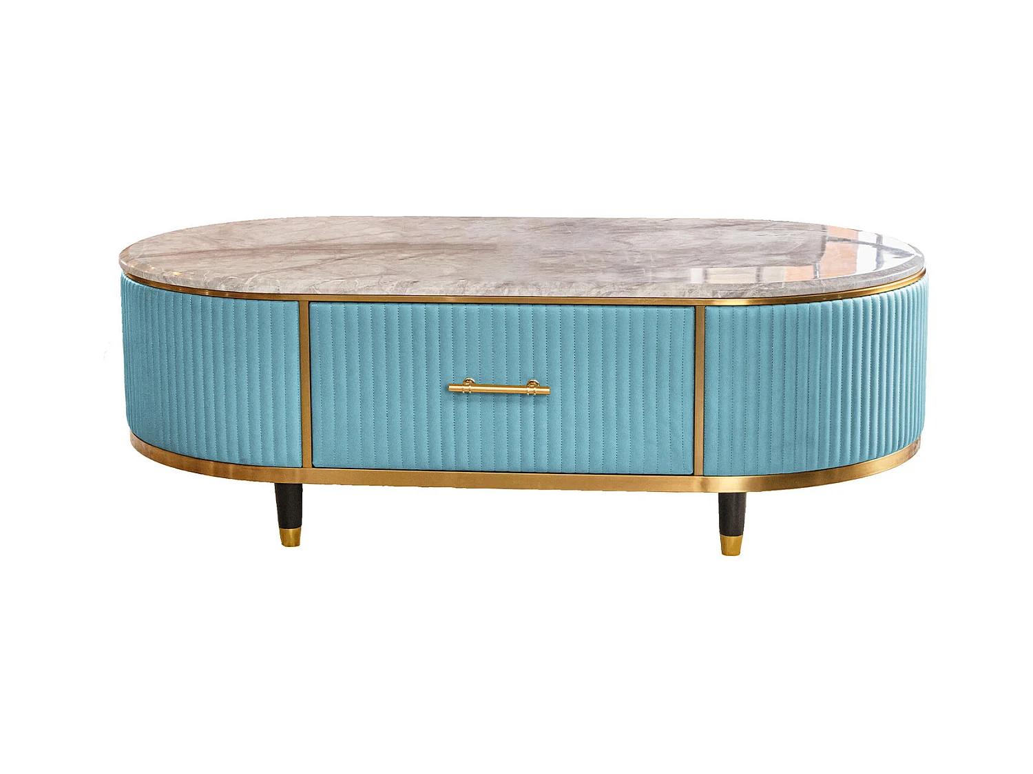 Table - bleu clair similicuir - 70 x 130 cm - MARIA