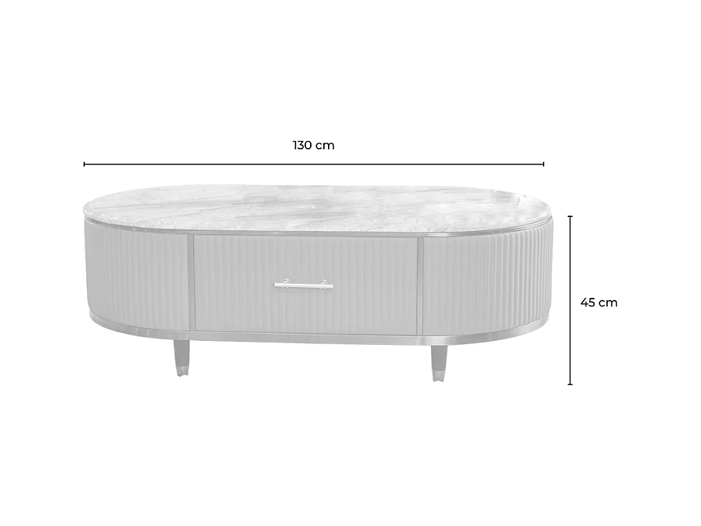 Table - bleu clair similicuir - 70 x 130 cm - MARIA