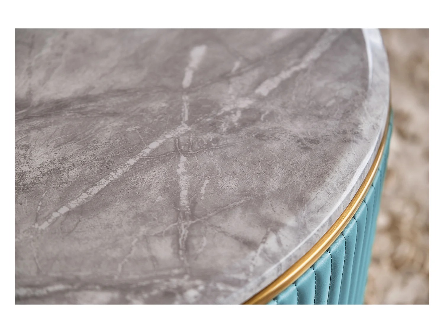 Table - bleu clair similicuir - 70 x 130 cm - MARIA