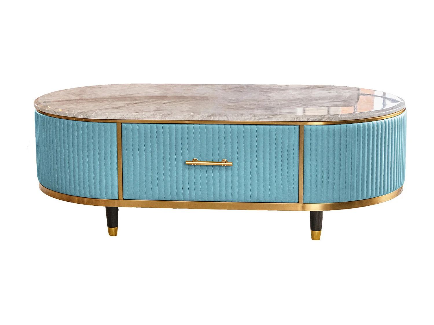 Mesita - azul claro cuero sintético - 70 x 130 cm - MARIA