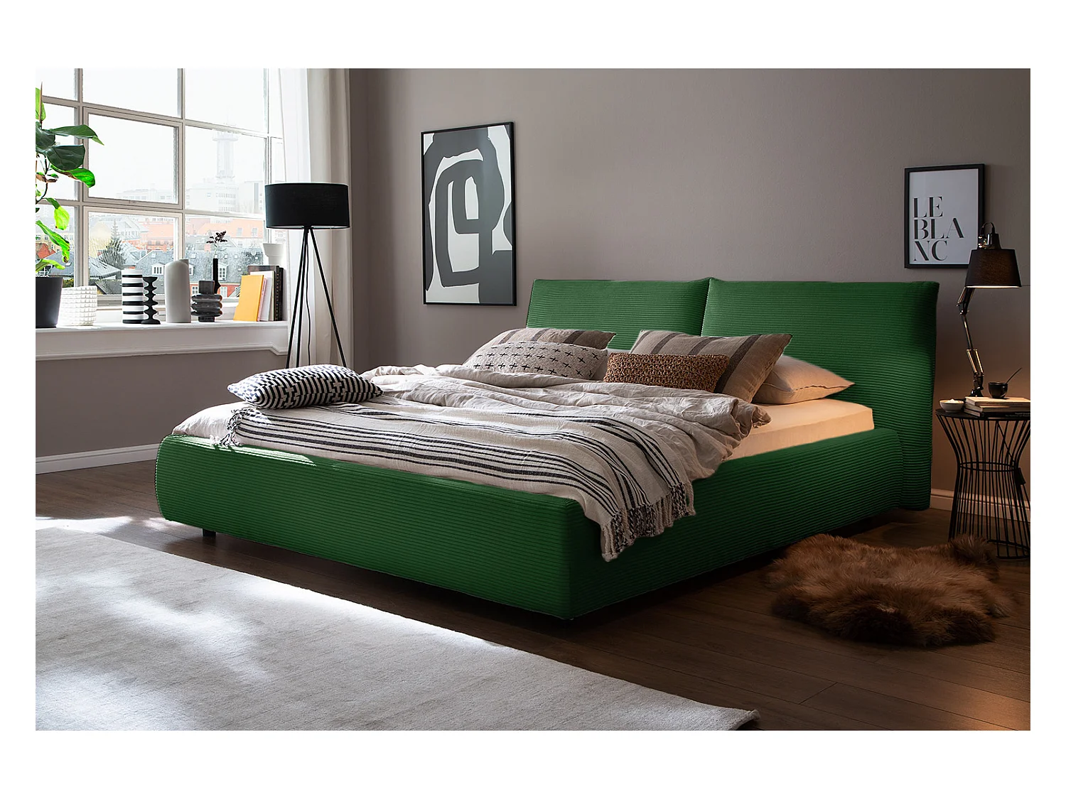 Letto - verde smeraldo velluto a coste - HENRY