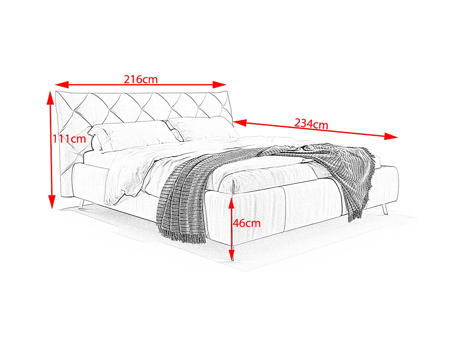 Polsterbett - Grau Leder - ANNY