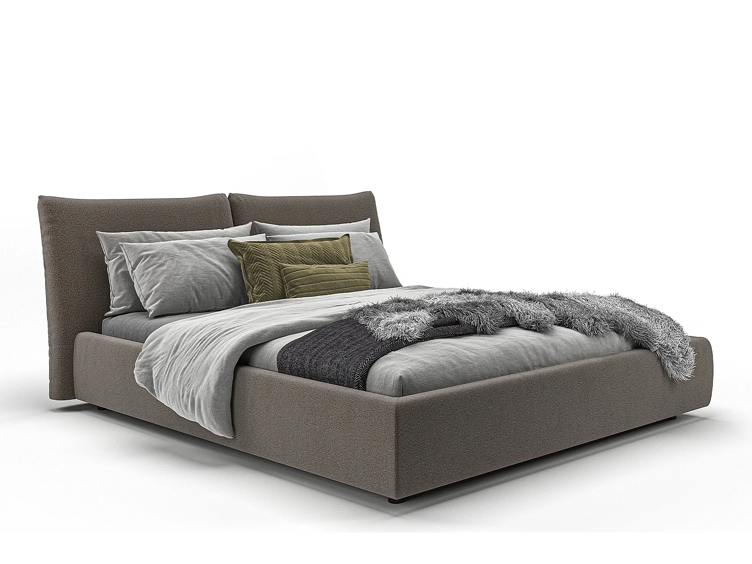 Lit - taupe velours côtelé - HENRY