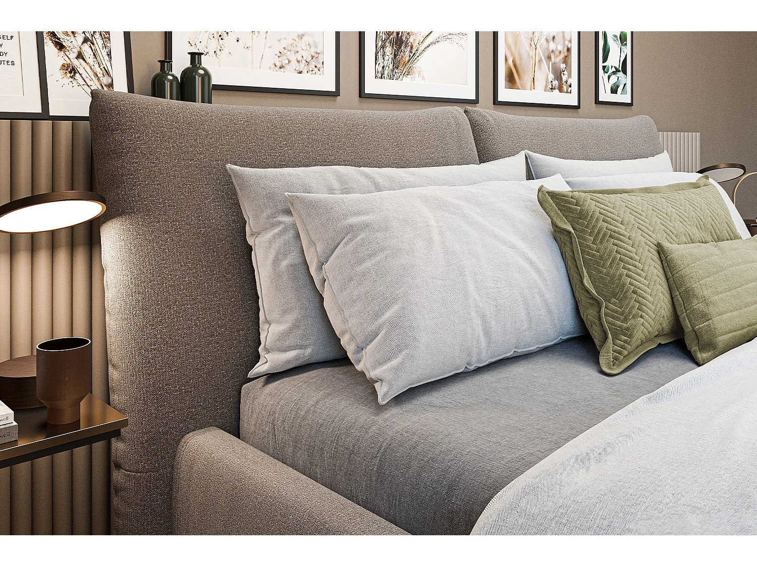 Lit - taupe velours côtelé - HENRY