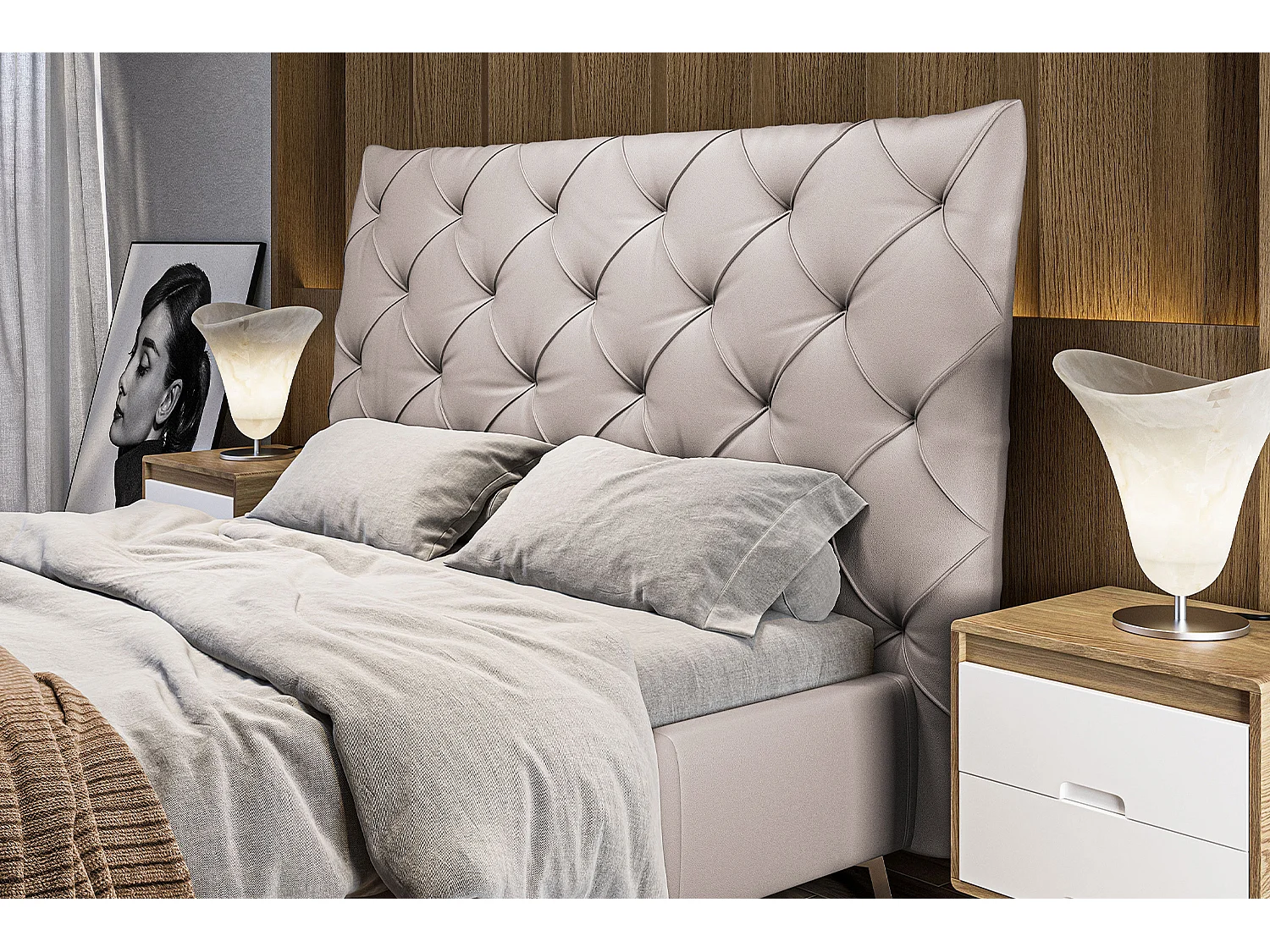 Cama - gris claro piel - ANNY