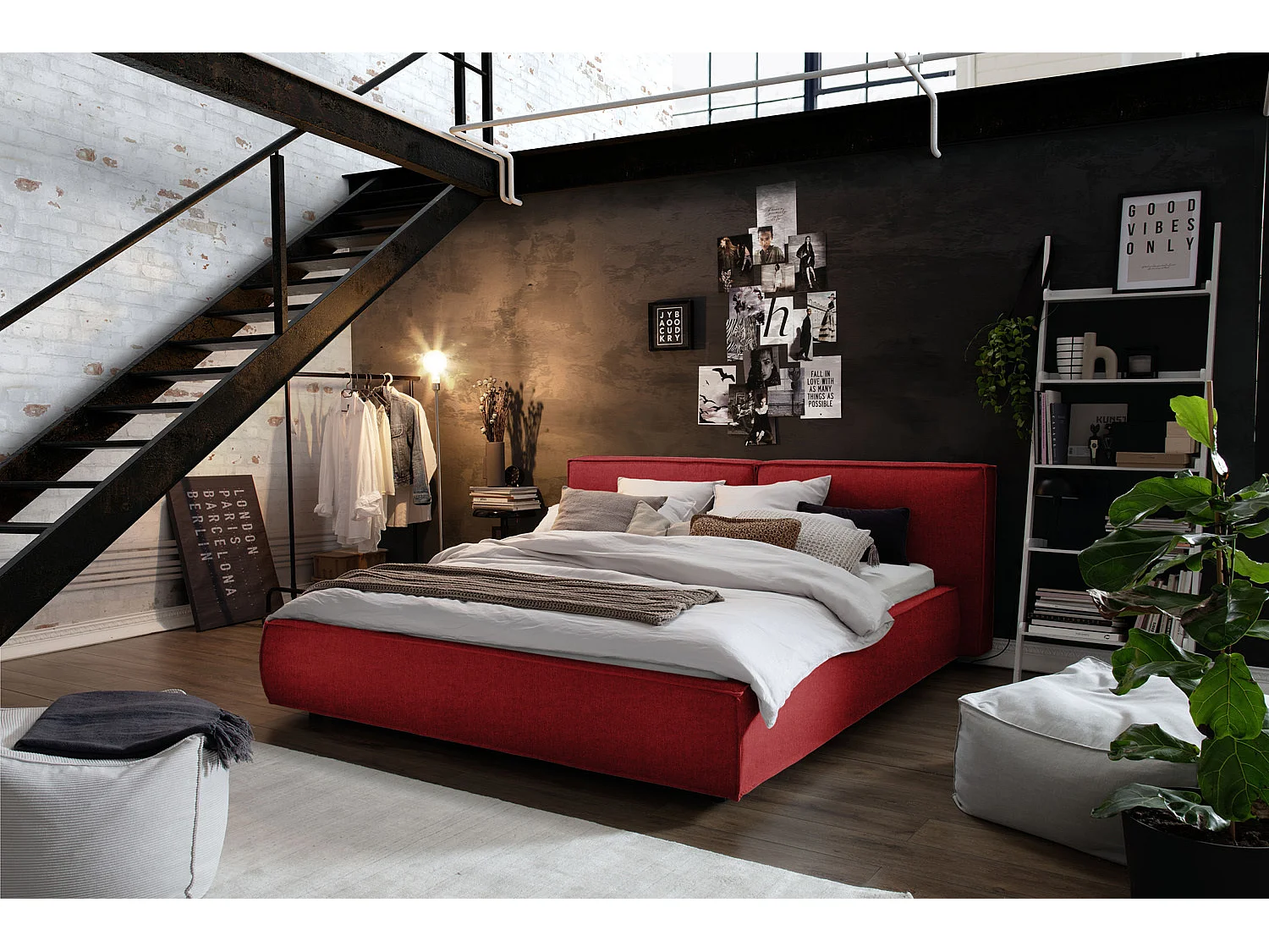 Lit - Rouge tissage plat - CARLO