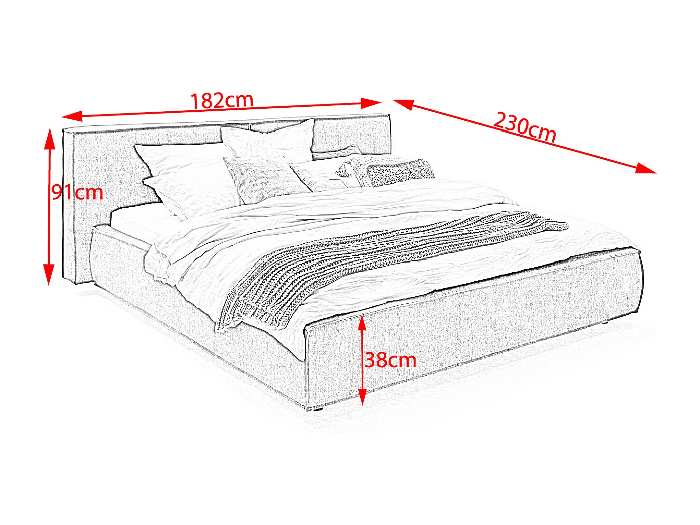 Lit - Rouge tissage plat - CARLO