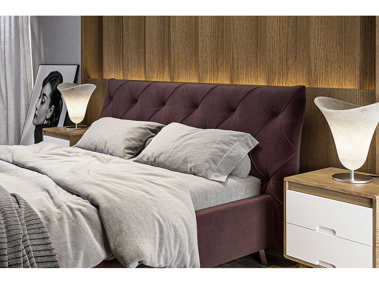 Polsterbett - Violett Velvet - ANNY