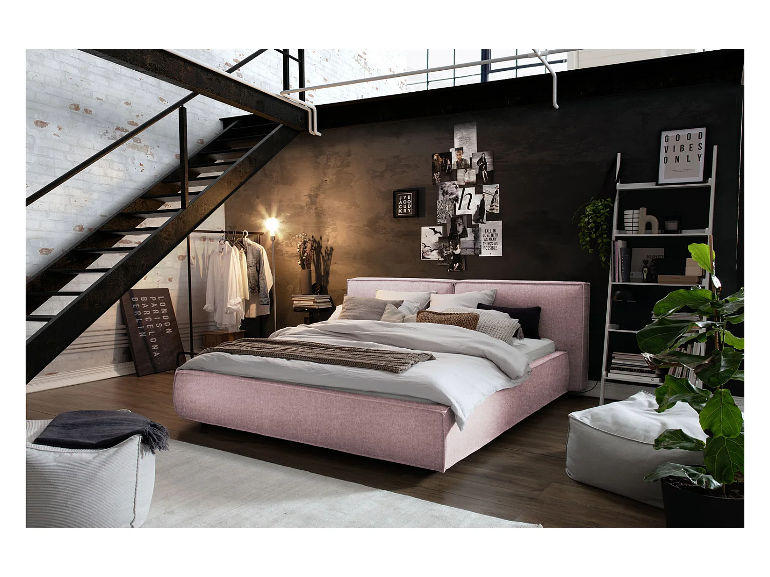Lit - Rose tissage plat - CARLO