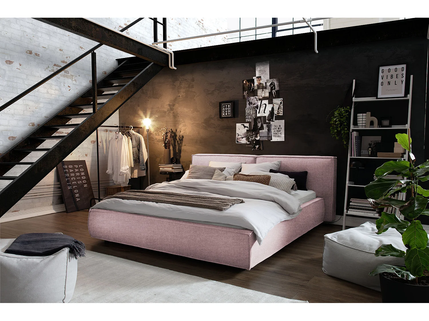 Polsterbett - Pink Flachgewebe - CARLO