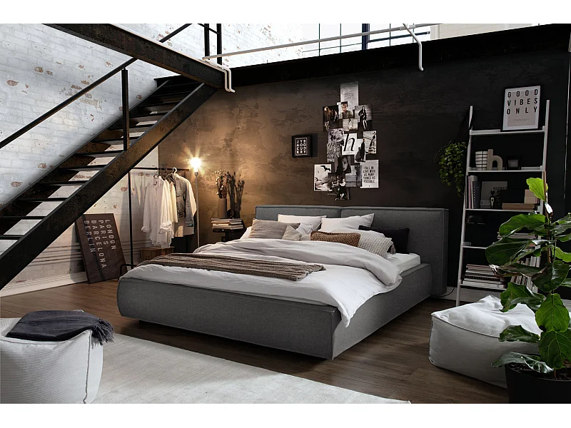 Lit - anthracite tissage plat - CARLO