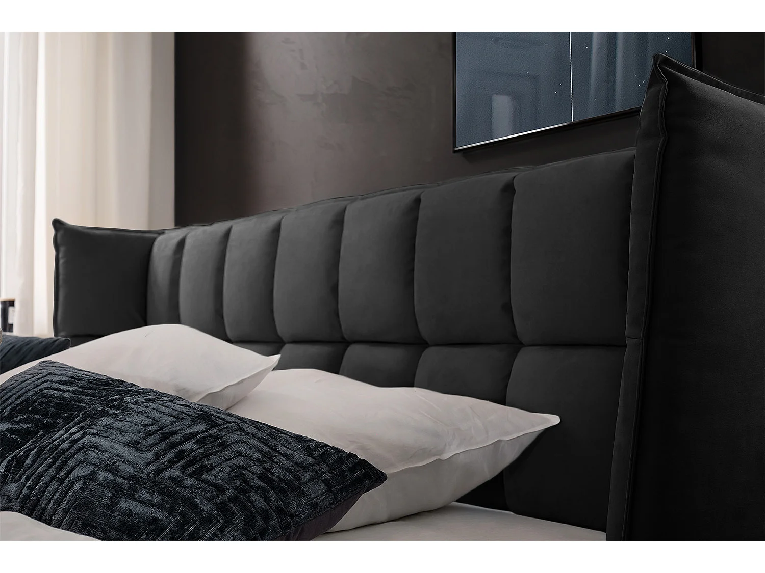 Polsterbett - Schwarz Webstoff - SOFIA