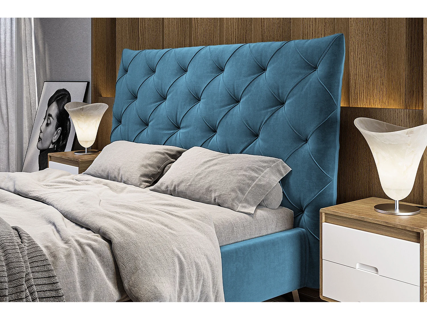 Cama - Petróleo terciopelo - ANNY