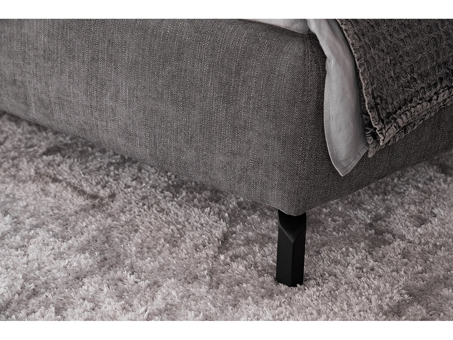 Polsterbett - Grau Webstoff - REMO