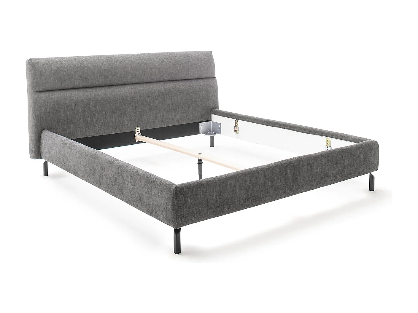 Polsterbett - Grau Webstoff - REMO