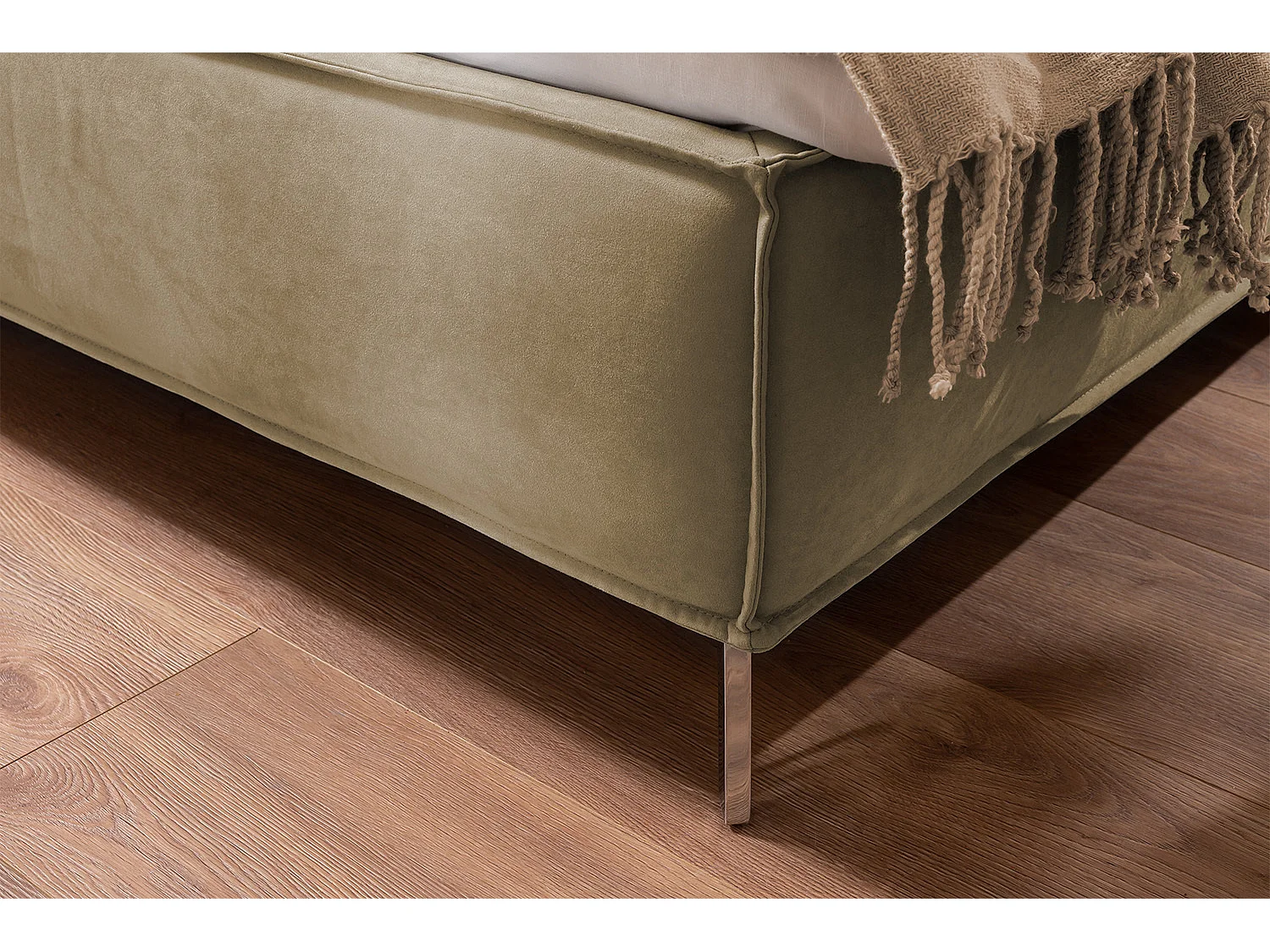 Lit - marron châtain tissu tissé - SOFIA