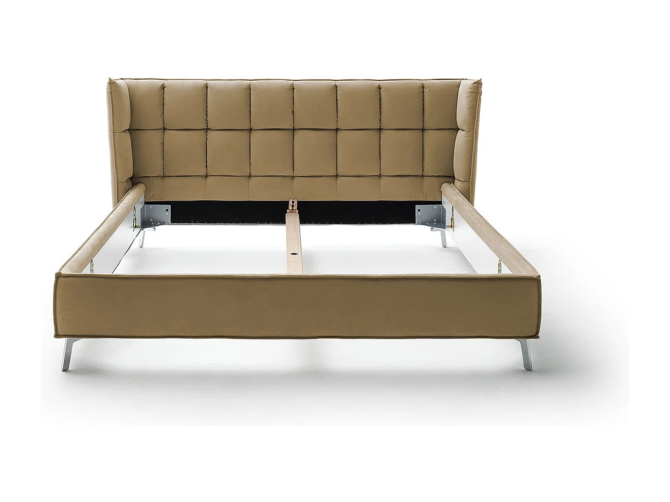 Lit - marron châtain tissu tissé - SOFIA