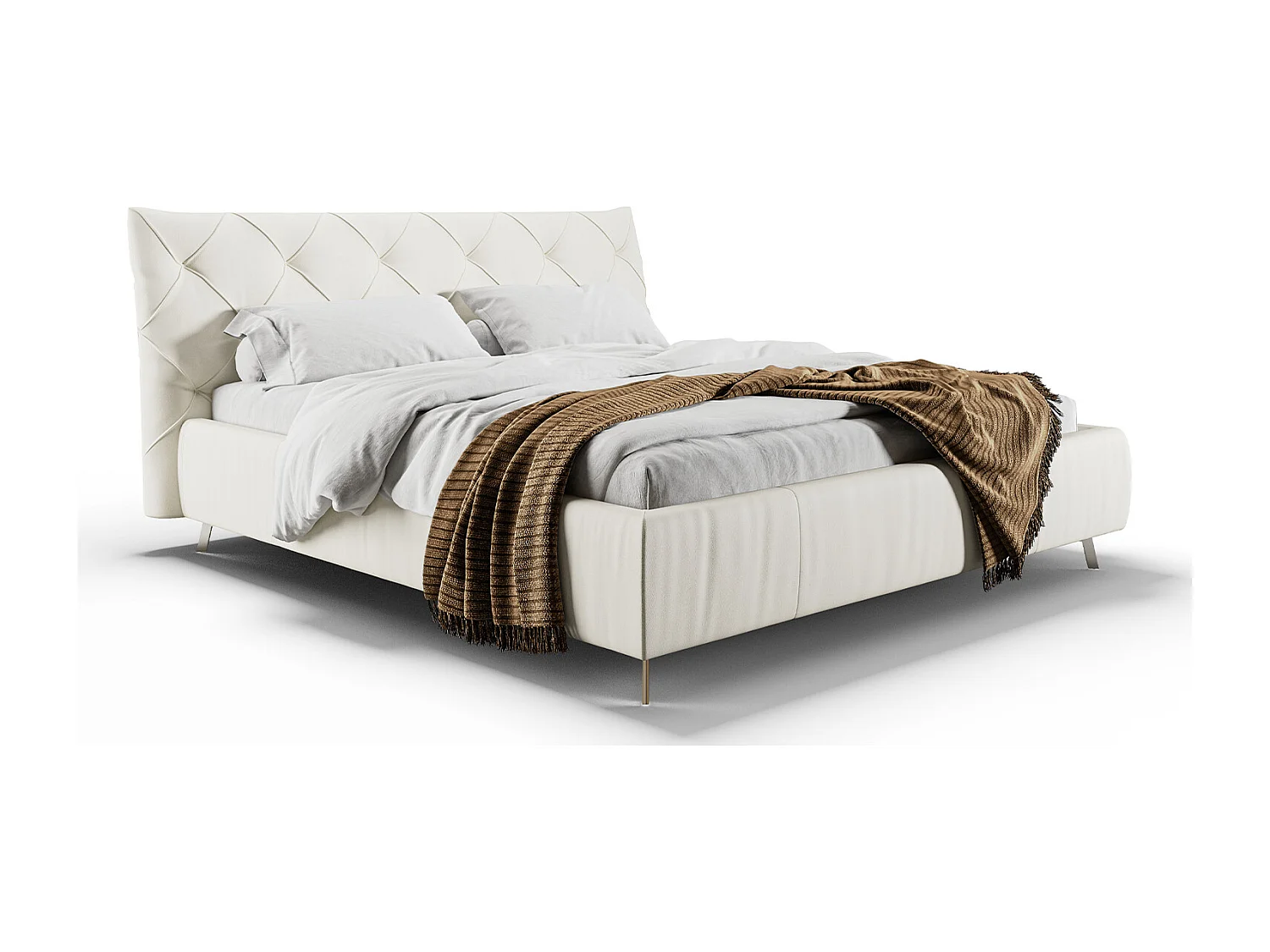 Lit - blanc cuir - ANNY