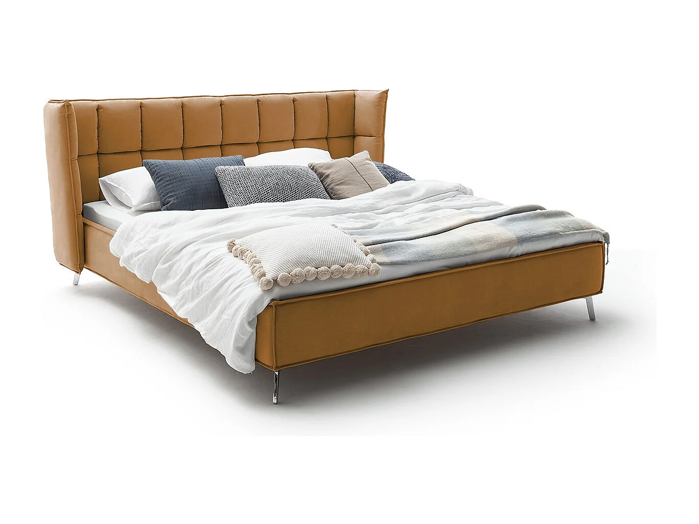 Lit - Orange tissu tissé - SOFIA