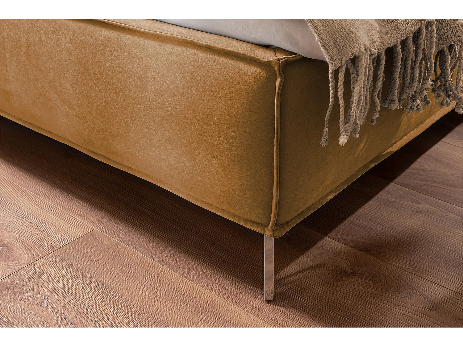 Lit - Orange tissu tissé - SOFIA